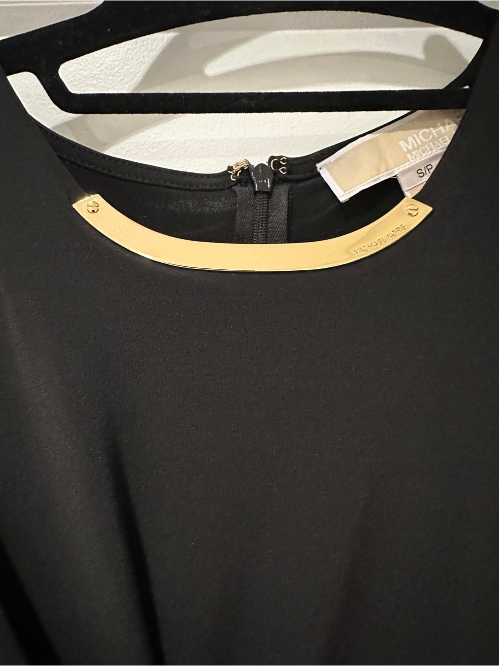 MICHAEL Michael Kors Black Long-Sleeve Sheath Dress with Gold Accent